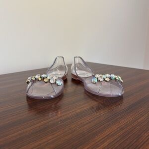 Stuart Weitzman D'orsay Multicolor Rhinestone Clear Jelly Flats Size 8 Italy
